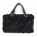 Woman´s Mink Fur Handbag - Cologne Noir